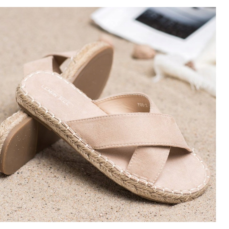 SHELOVET Pantoufles confortables en daim beige 1