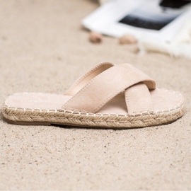SHELOVET Pantoufles confortables en daim beige 5