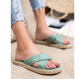 SHELOVET Pantoufles confortables en daim vert 1