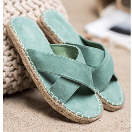 SHELOVET Pantoufles confortables en daim vert 4
