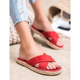 SHELOVET Pantoufles confortables en daim rouge 2