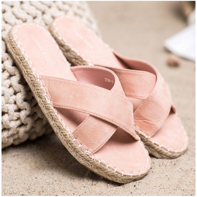 SHELOVET Pantoufles confortables en daim rose 2