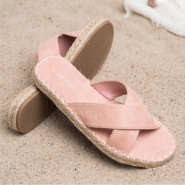 SHELOVET Pantoufles confortables en daim rose 4