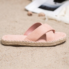SHELOVET Pantoufles confortables en daim rose 5