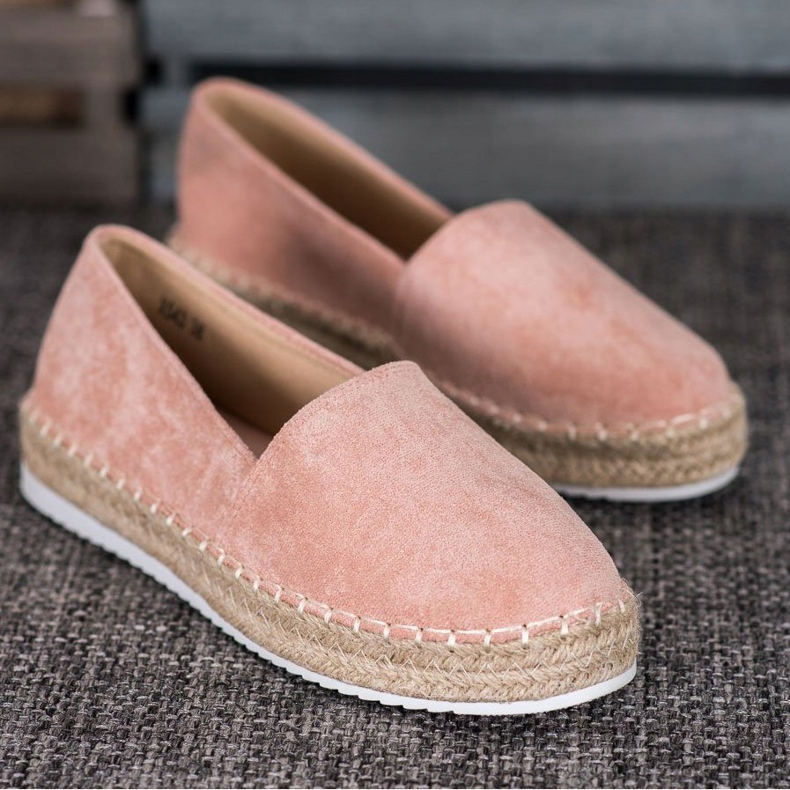 Small Swan Espadrilles En Daim Poudre rose 1
