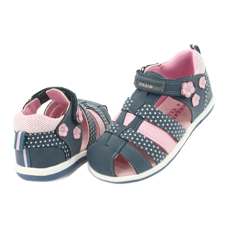 Sandales fille American Club DR16 / 20 blanche bleu marin rose 4