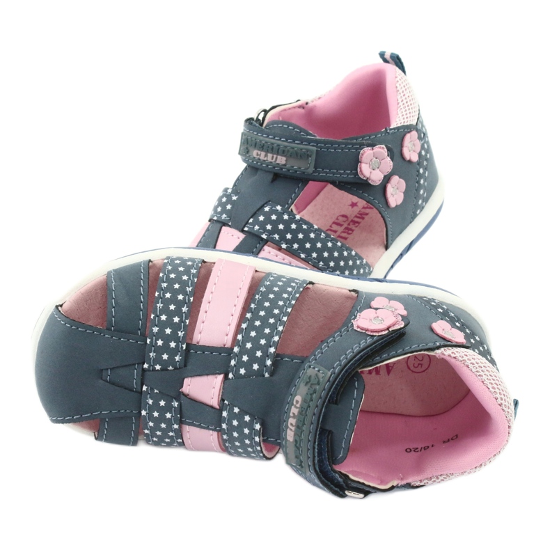 Sandales fille American Club DR16 / 20 blanche bleu marin rose 5