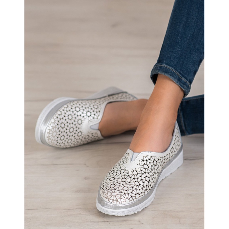 Filippo Slipons En Cuir Avec Un Motif Floral blanche jaune 1