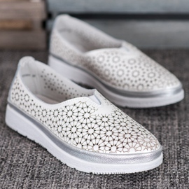 Filippo Slipons En Cuir Avec Un Motif Floral blanche jaune 3