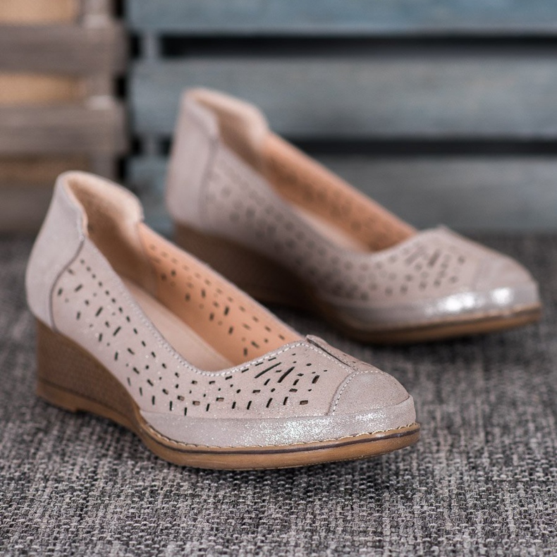 Filippo Escarpins en cuir à paillettes brun jaune 1