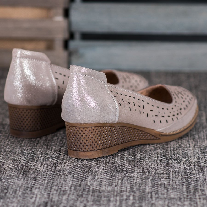 Filippo Escarpins en cuir à paillettes brun jaune 2