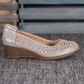 Filippo Escarpins en cuir à paillettes brun jaune 5