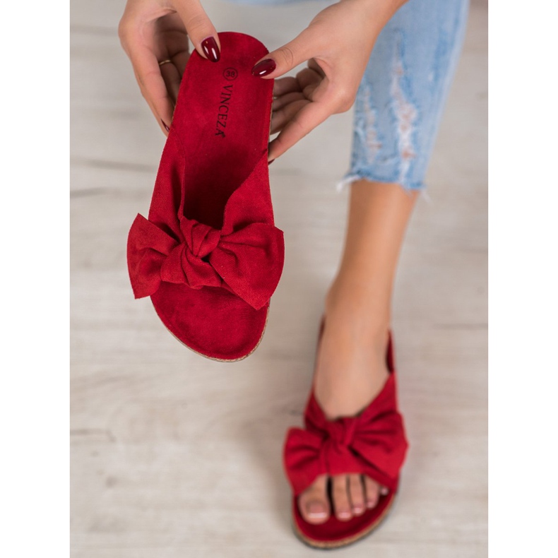 Slippers en daim VINCEZA rouge 2