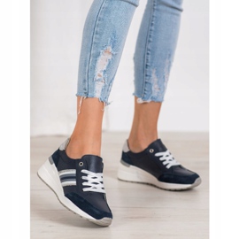 Filippo Chaussures de sport en cuir bleu marine multicolore 1