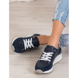 Filippo Chaussures de sport en cuir bleu marine multicolore 2