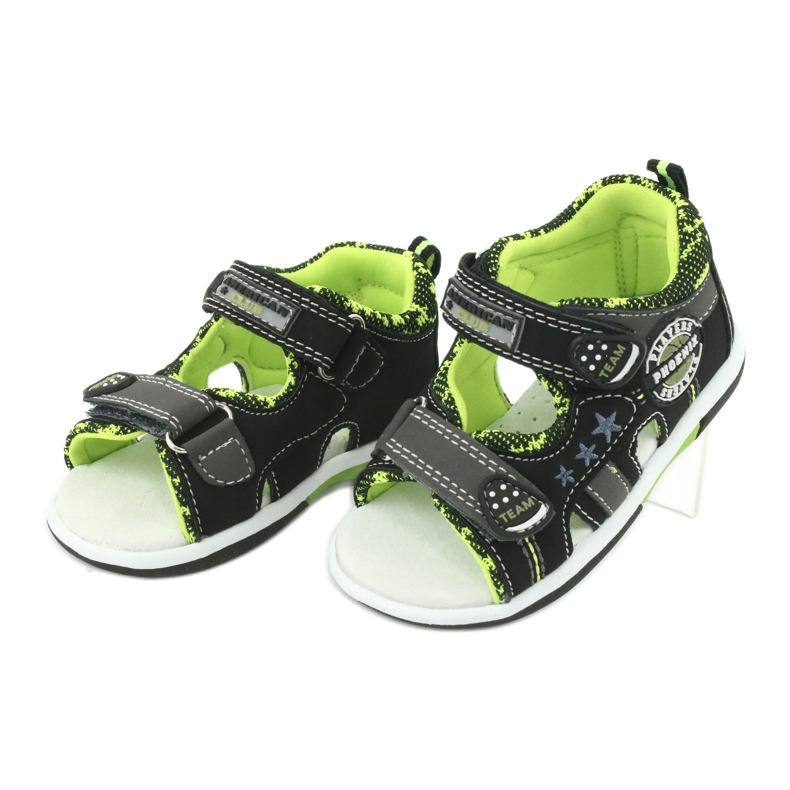 American Club Boys Sandals Insert en cuir DR15 / 20 noir et vert le noir 3