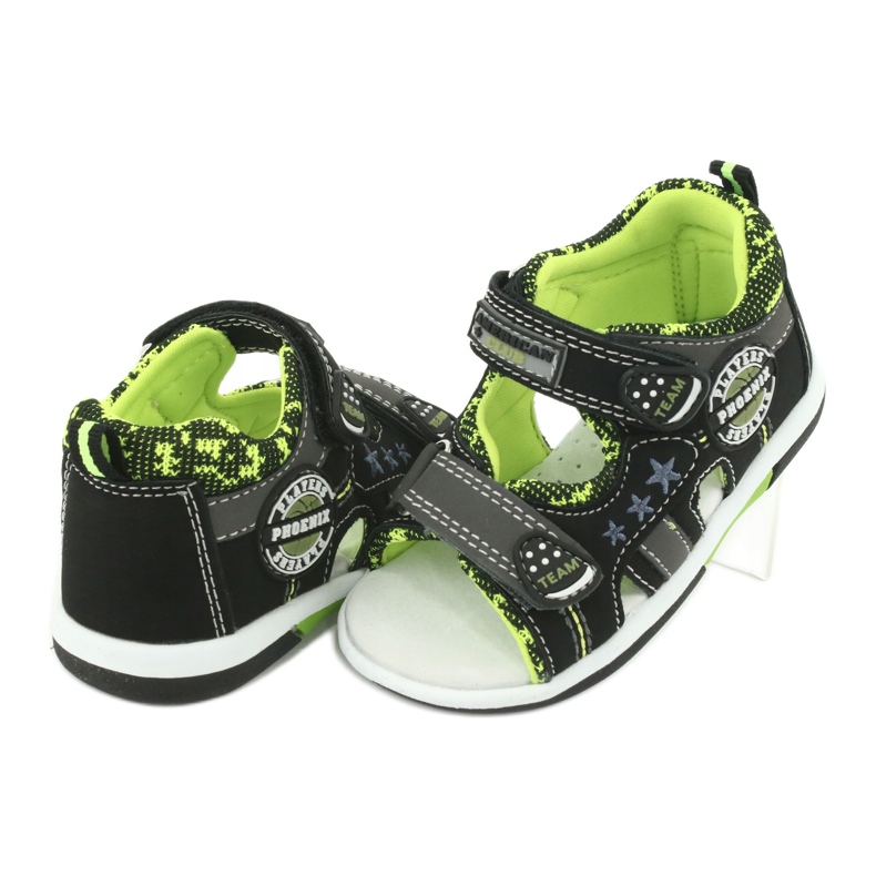 American Club Boys Sandals Insert en cuir DR15 / 20 noir et vert le noir 4