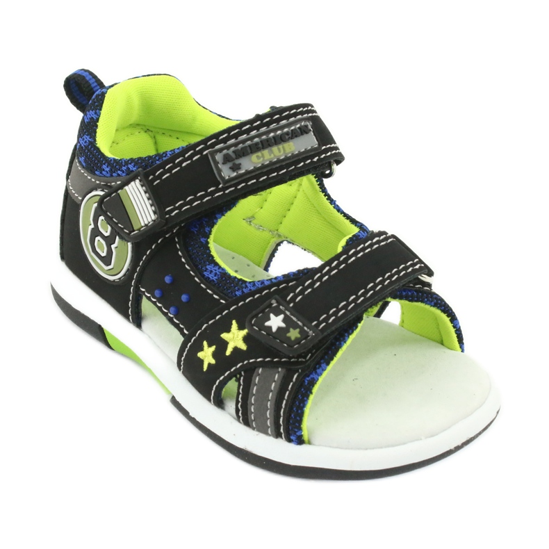 American Club Insert en cuir sandals décoré avec huit et étoiles DR14 / 20 noir et vert le noir 1