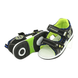 American Club Insert en cuir sandals décoré avec huit et étoiles DR14 / 20 noir et vert 4