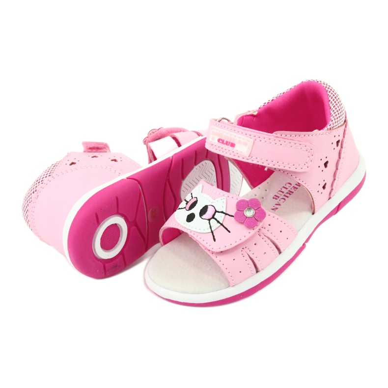 American Club American DR22 / 20 Sandals Girls 'Pink Kitty rose 3