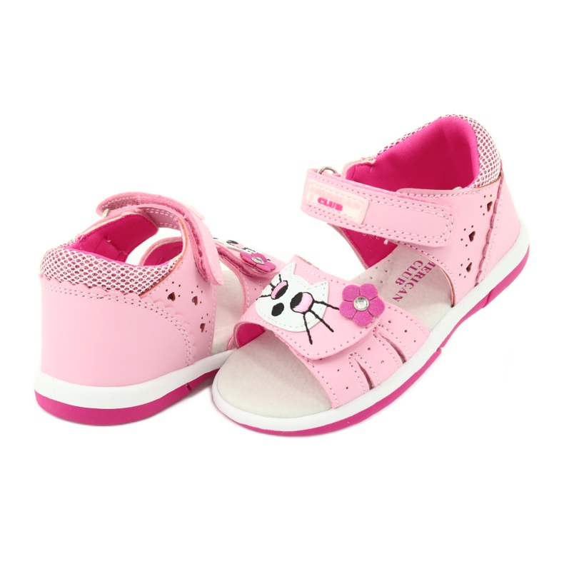 American Club American DR22 / 20 Sandals Girls 'Pink Kitty rose 2