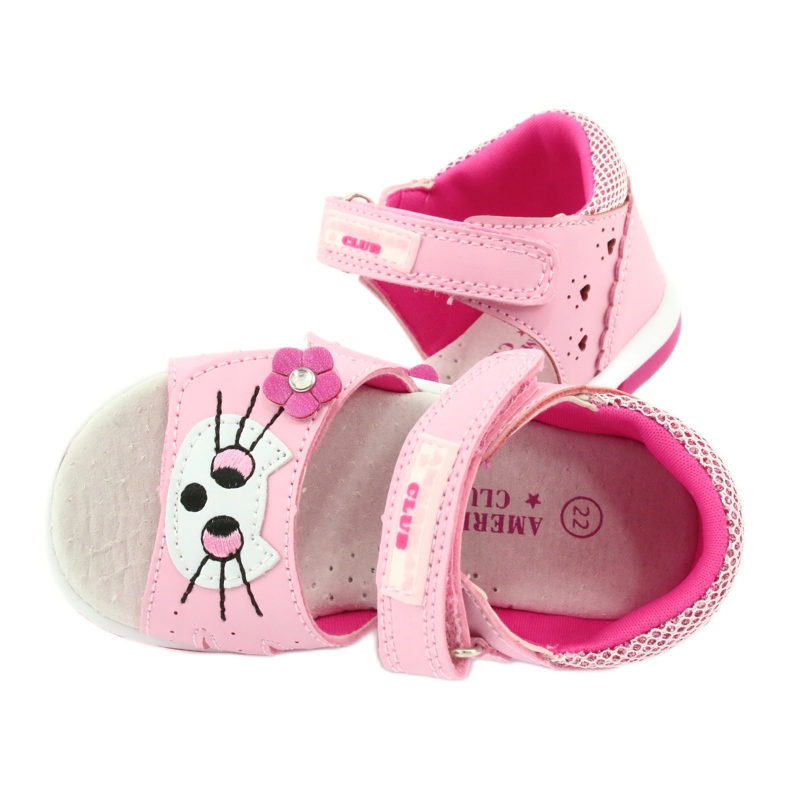 American Club American DR22 / 20 Sandals Girls 'Pink Kitty rose 4