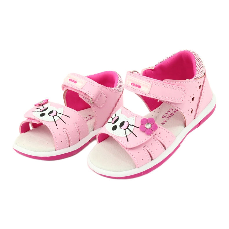American Club American DR22 / 20 Sandals Girls 'Pink Kitty rose 1