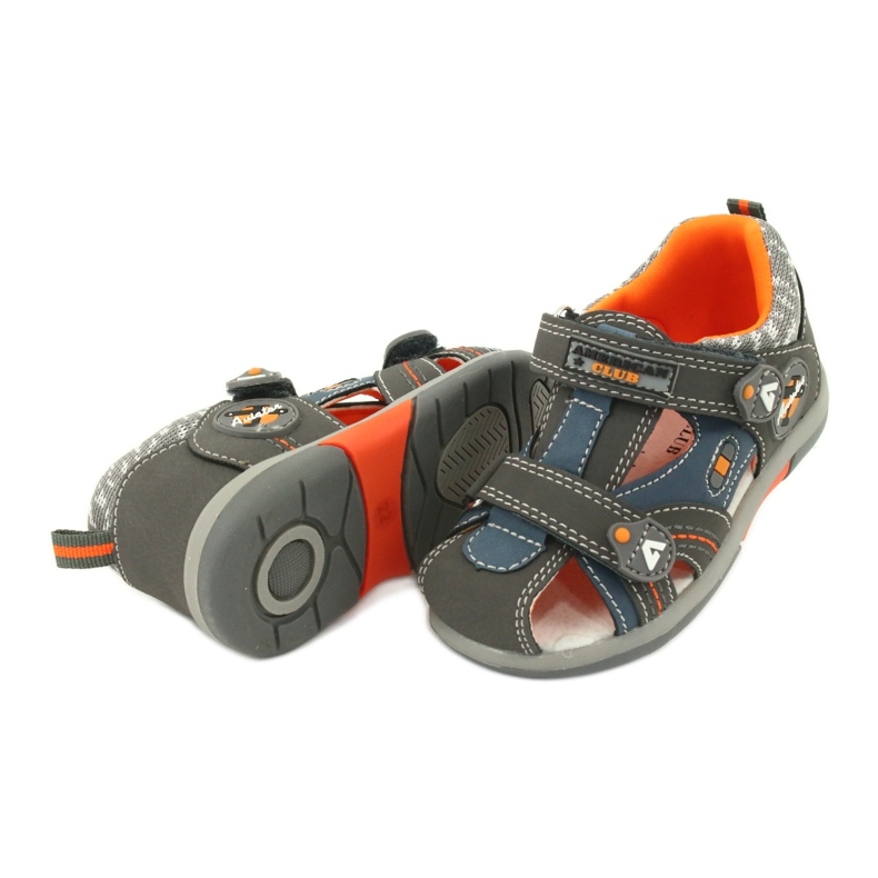 Sandales pour garçons avec velcro American Club DR09 / 20 bleu orange gris 3