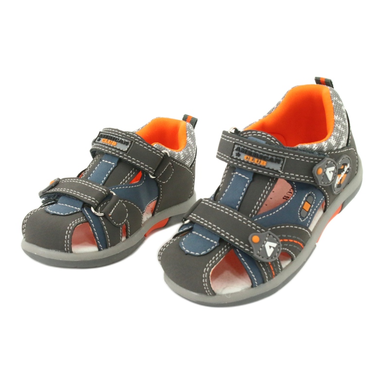 Sandales pour garçons avec velcro American Club DR09 / 20 bleu orange gris 1