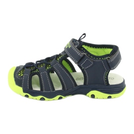 Sandales en cuir American Club XD06/20 bleu marine vert 1