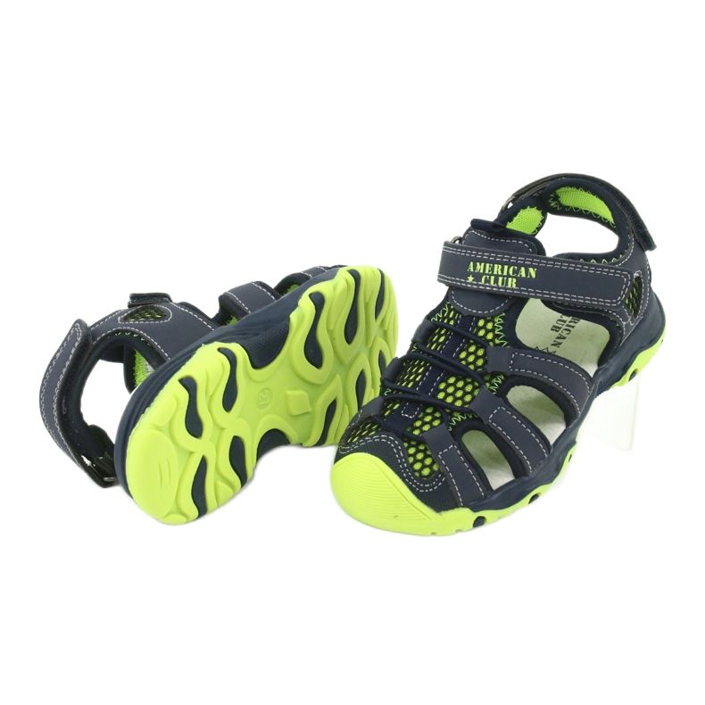 Sandales en cuir American Club XD06/20 bleu marine vert 3