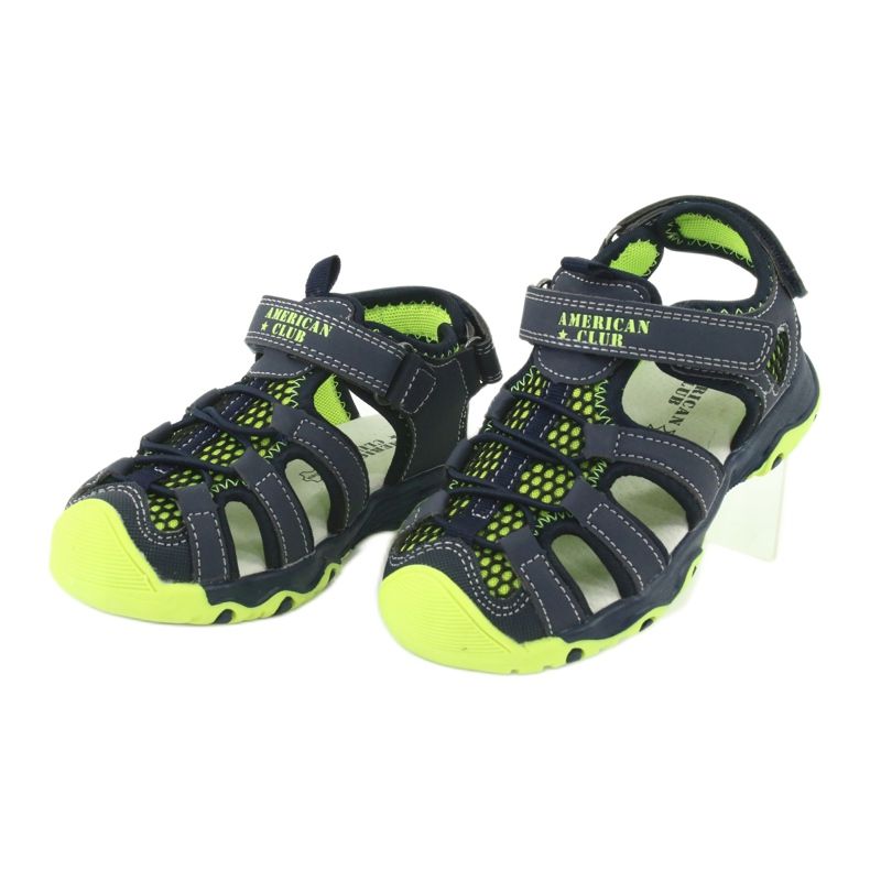 Sandales en cuir American Club XD06/20 bleu marine vert 2