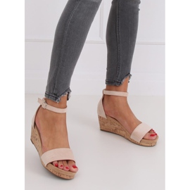 Sandales sur un coin en liège beige LL-228P Beige 1