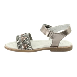 American Club Insert métallique en cuir en cuir de sandales pour filles avec paillettes GC07 / 20 argent 1