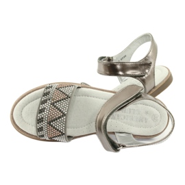 American Club Insert métallique en cuir en cuir de sandales pour filles avec paillettes GC07 / 20 argent 4