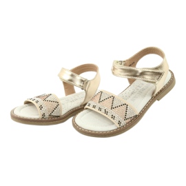 American Club Sandales en or des filles avec insert en cuir à paillettes GC08 / 20 d'or 3