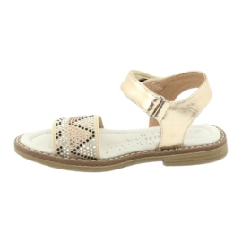 American Club Sandales en or des filles avec insert en cuir à paillettes GC08 / 20 d'or 2