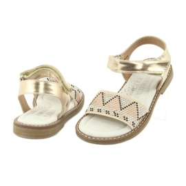 American Club Sandales en or des filles avec insert en cuir à paillettes GC08 / 20 d'or 4