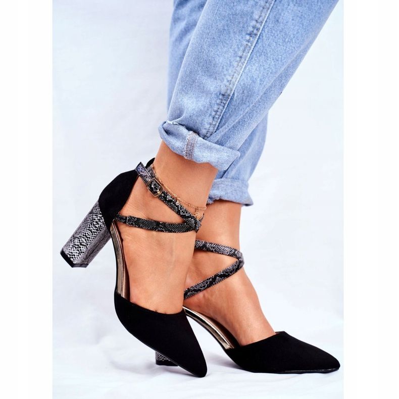 S.Barski Escarpins à talons pour femmes Snake Black Together noir multicolore 1