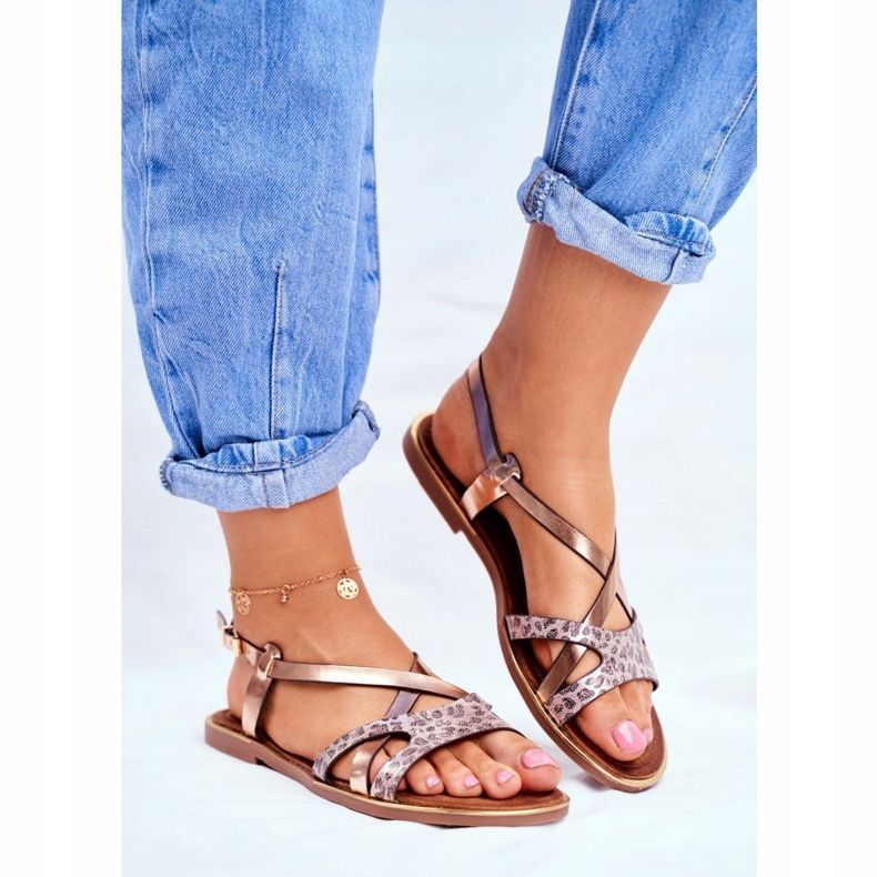 S.Barski Sandales Plates Femme Champagne Barski Lomba rose jaune 1