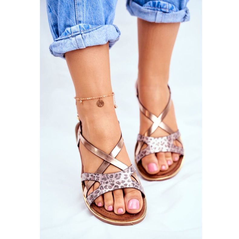 S.Barski Sandales Plates Femme Champagne Barski Lomba rose jaune 2