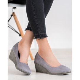 Goodin Escarpins compensés en daim gris 4