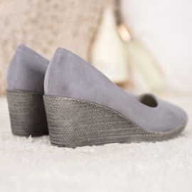 Goodin Escarpins compensés en daim gris 2