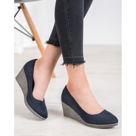 Goodin Escarpins compensés en daim bleu marin bleu 5