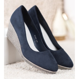 Goodin Escarpins compensés en daim bleu marin bleu 4