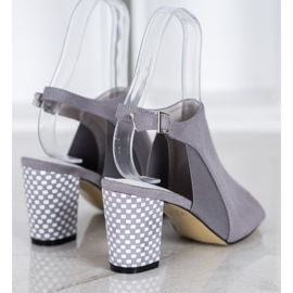 Goodin Sandales assemblées à talon à carreaux gris 1 Goodin Sandales assemblées à talon à carreaux gris 1