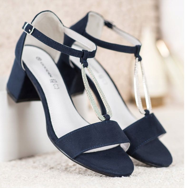 Goodin Sandales élégantes à talons hauts bleu marine bleu 1