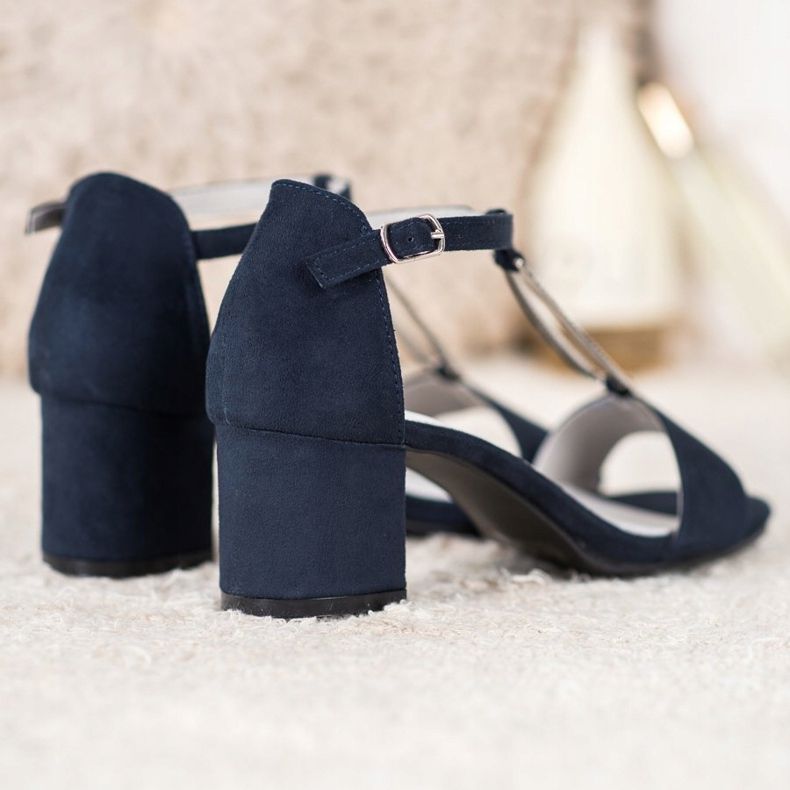 Goodin Sandales élégantes à talons hauts bleu marine bleu 2