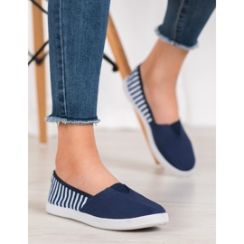 SHELOVET Slipons bleu marine à rayures 2