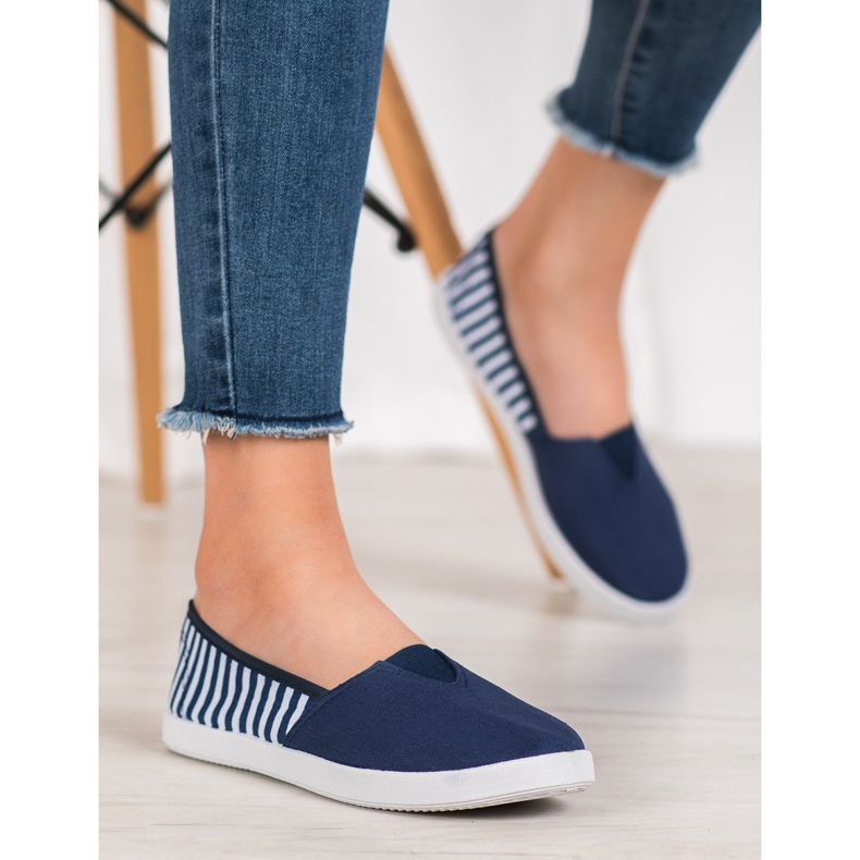 SHELOVET Slipons bleu marine à rayures 2